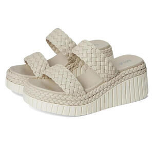 mia yoshi ecru wedge shoes, faux leather, size 7